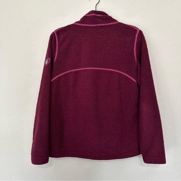 Kuhl womens Avalon fleece jacket in wine heavy wear on elbows size small - Picture 4 of 5